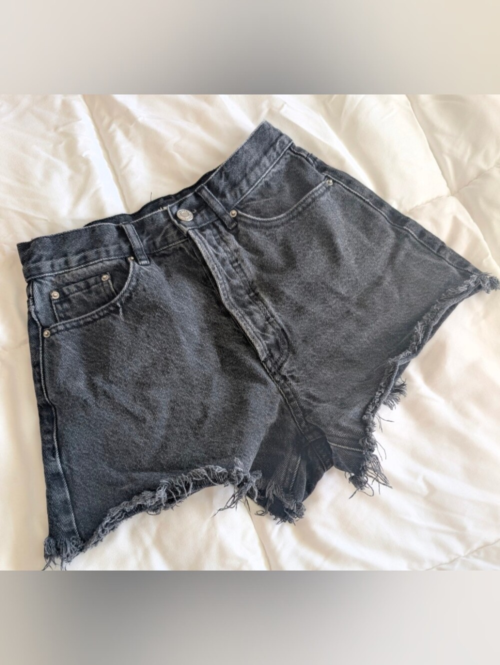 PLAYBOY X Pacsun Black High-Waist Frayed Denim Shorts